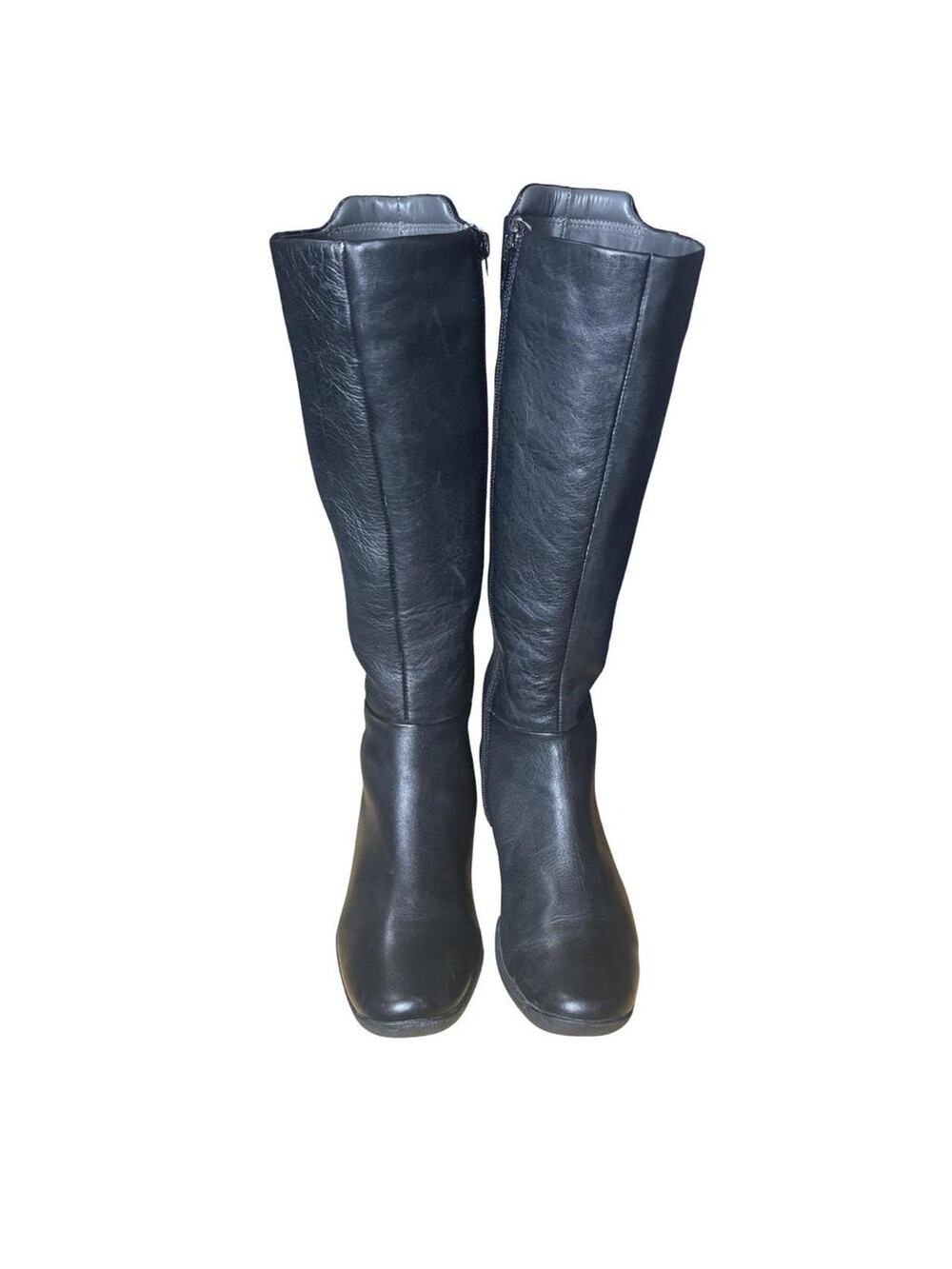Clarks Black Leather Knee High Riding Boots Women's Size 7 M Wide Calf